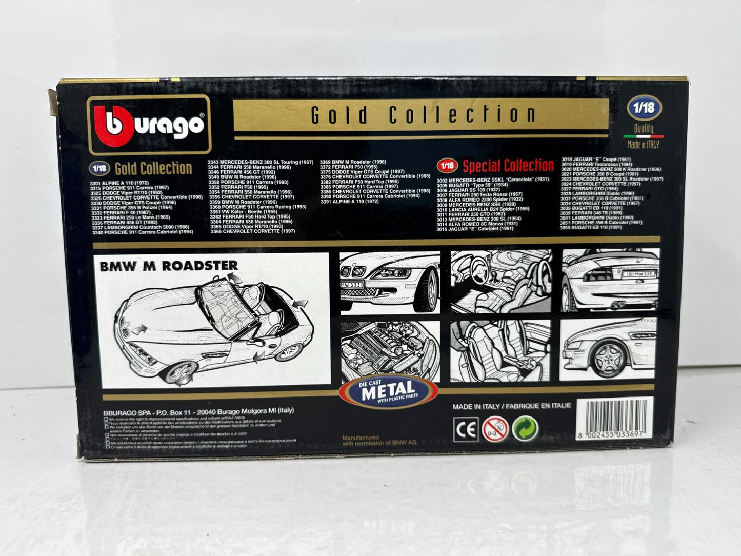 Bburago Gold Collection 1996 BMW M Roadster 1:18 Diecast