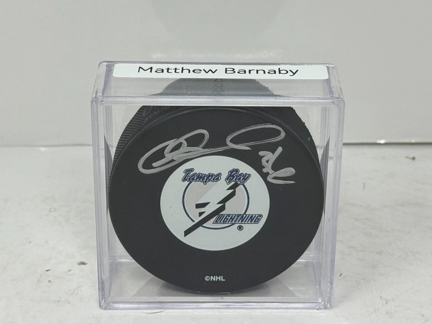 Matthew Barnaby Tampa Bay Lightning Signed NHL Autograph Puck Silver Auto