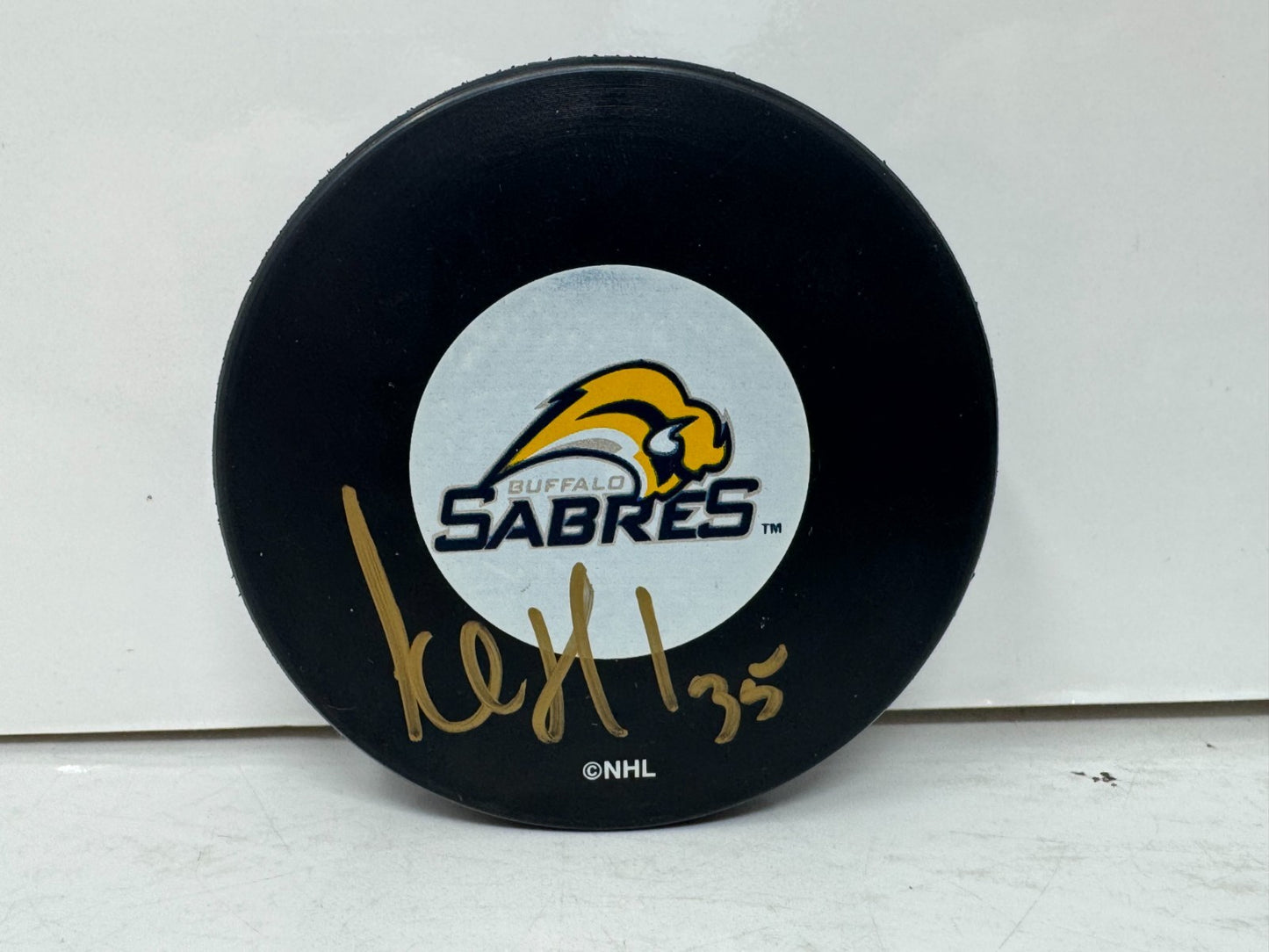 Jocelyn Thibault Buffalo Sabres Signed NHL Autograph Puck Gold Auto