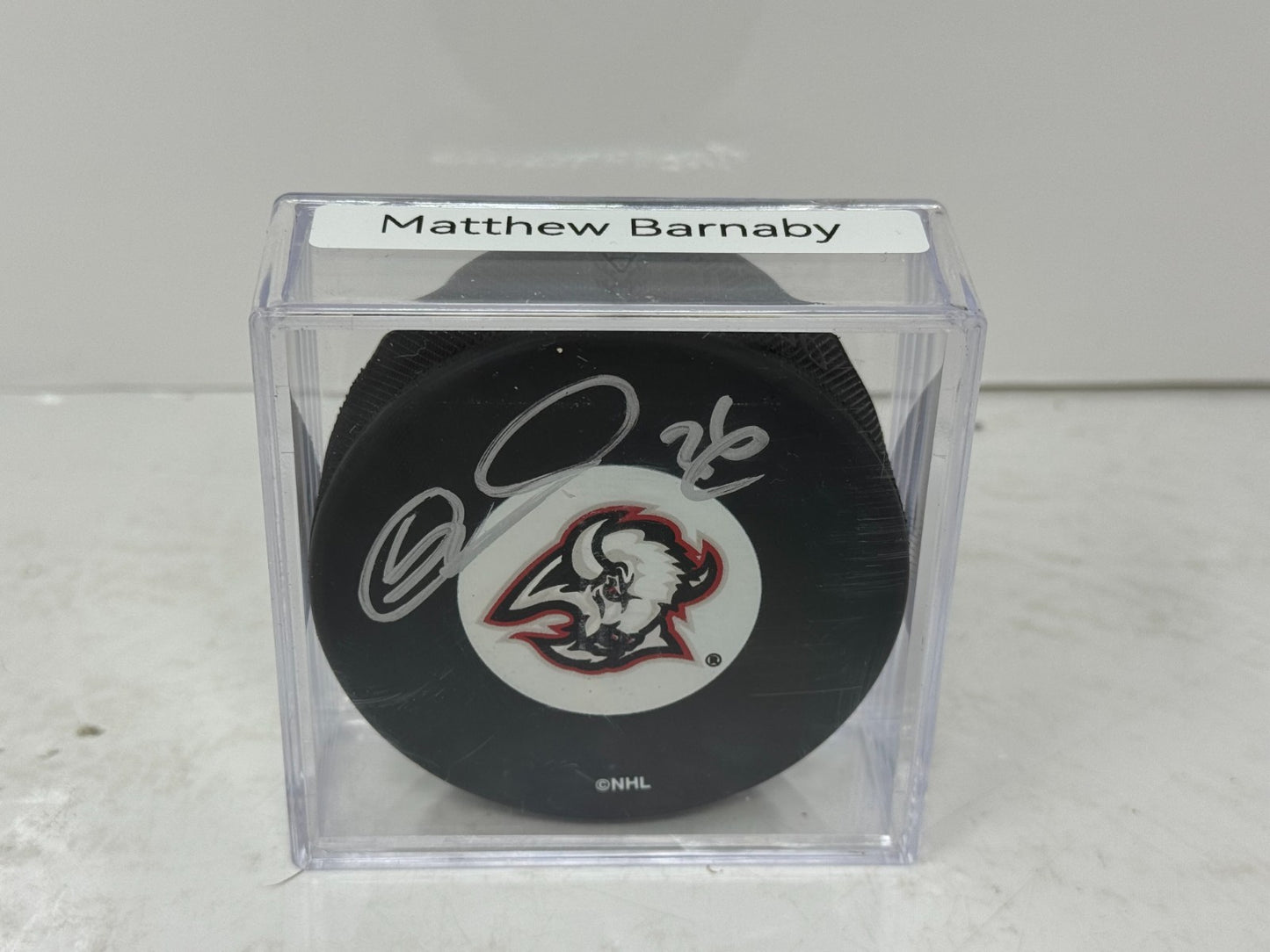 Matthew Barnaby Buffalo Sabres Signed NHL Autograph Puck Silver Auto