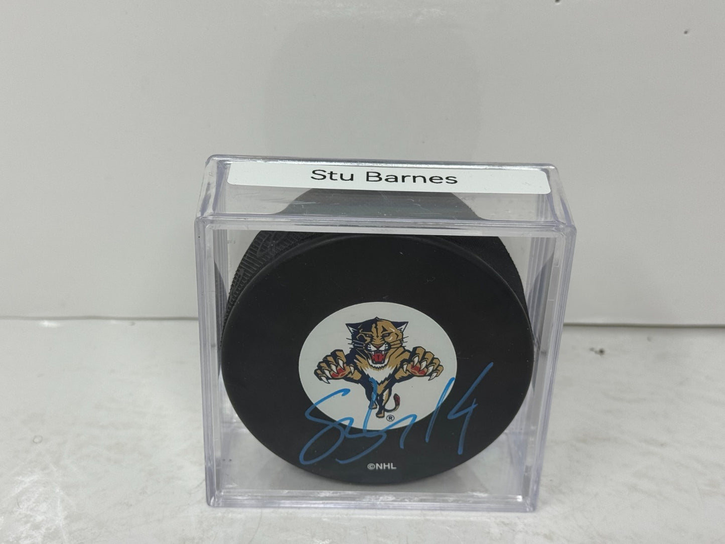 Stu Barnes Florida Panthers Signed NHL Autograph Puck Blue Auto