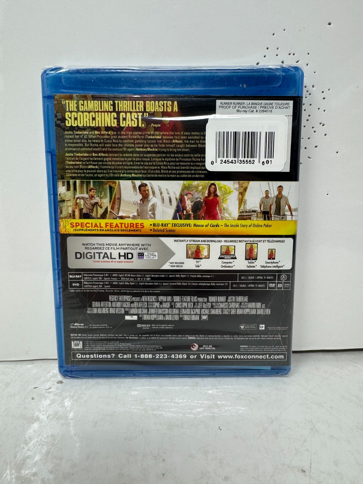 Runner Runner (DVD) Ben Affleck Crime Thriller New and Sealed!!!