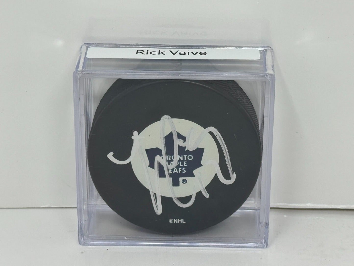 Rick Vaive Toronto Maple Leafs Signed NHL Autograph Puck Silver Auto