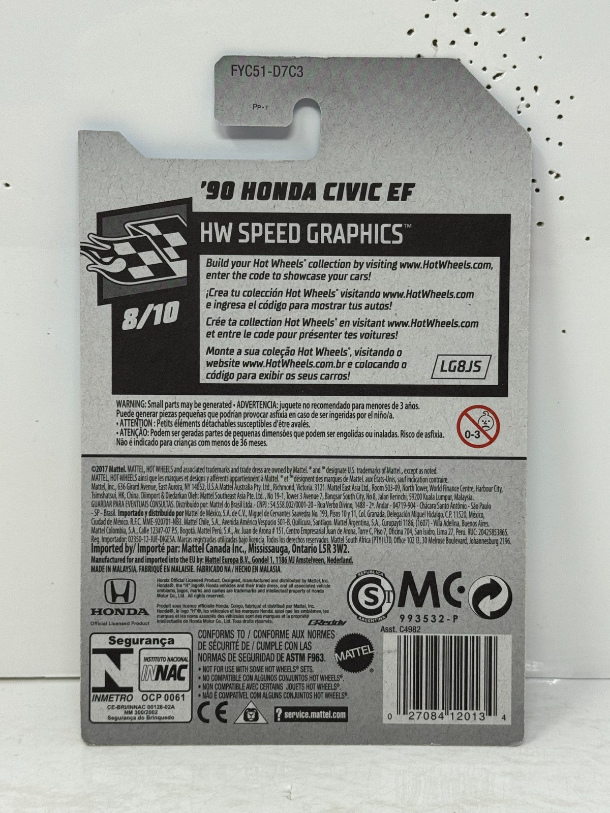 Hot Wheels HW Speed Graphics 1990 Honda Civic EF 1:64 Diecast INTERIOR ERROR