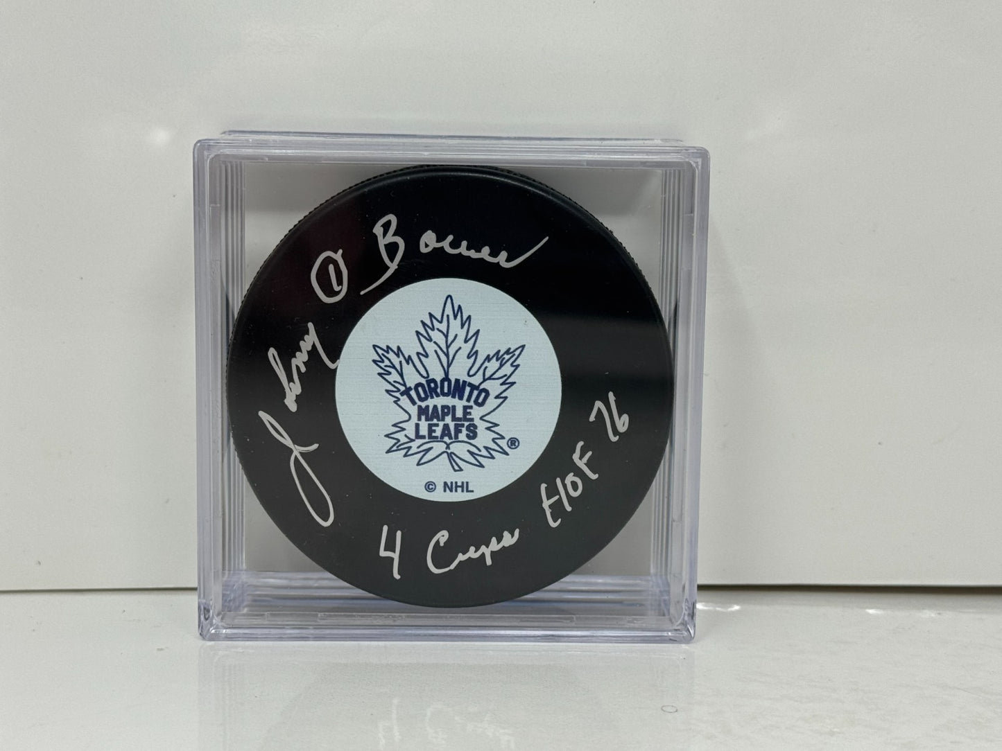 Johnny Bower Toronto Maple Leafs Signed NHL Autograph Puck Silver Auto