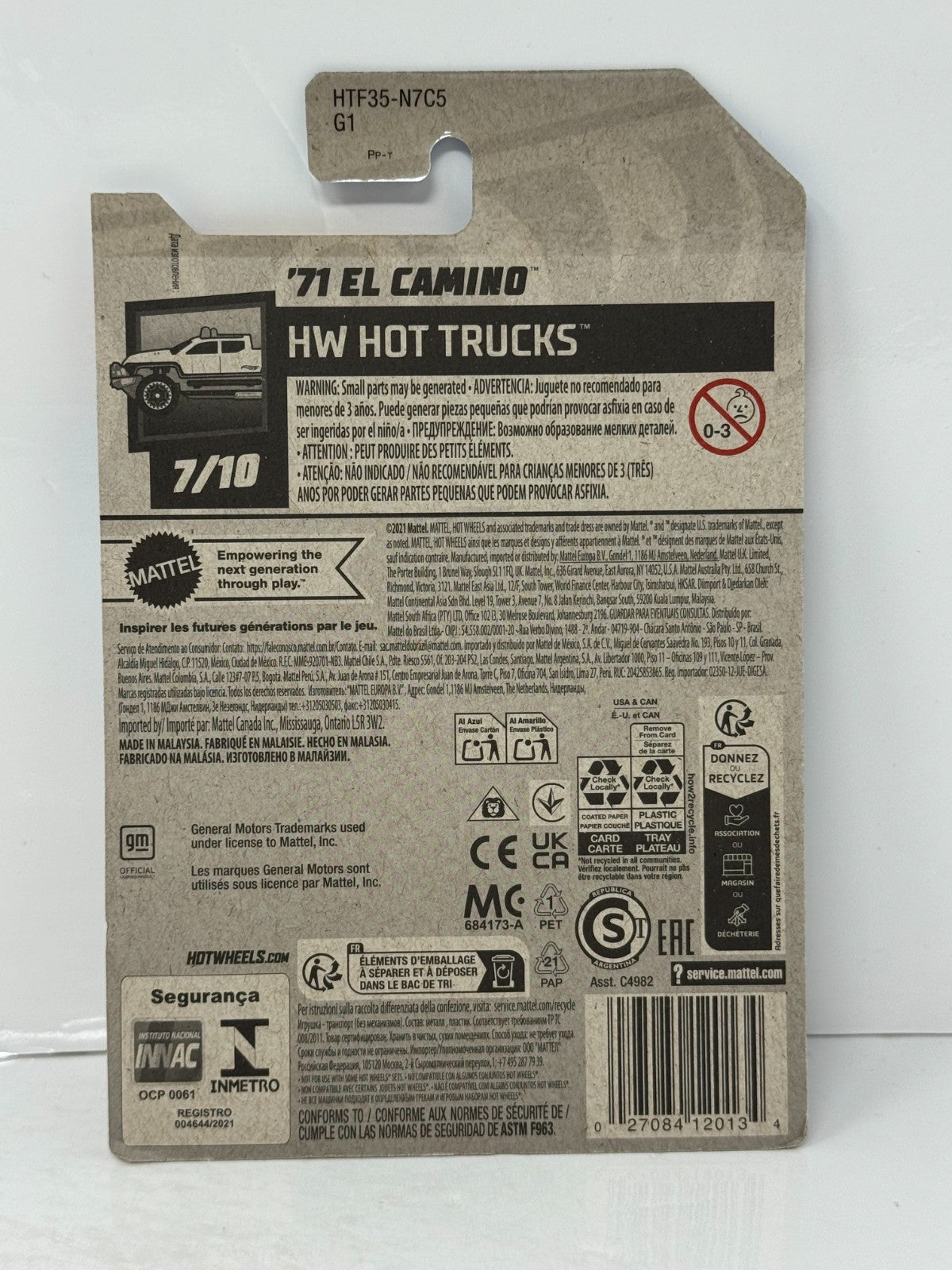 Hot Wheels Super Treasure Hunt 1971 El Camino HW Hot Trucks 1:64 Diecast