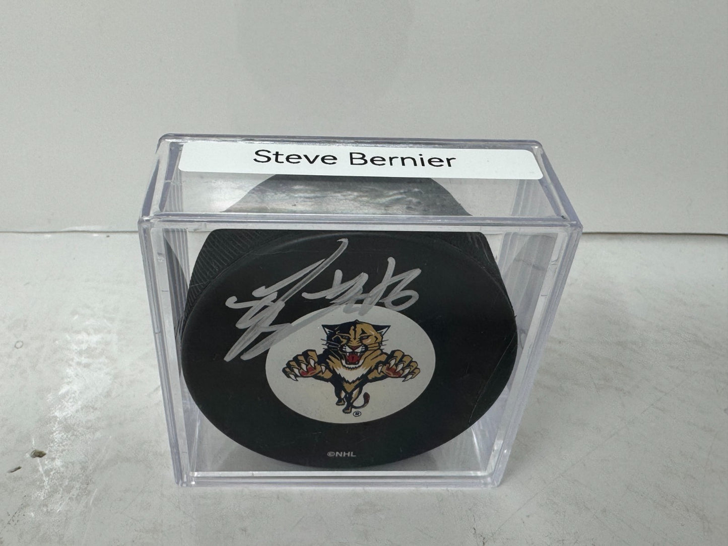 Steve Bernier Florida Panthers Signed NHL Autograph Puck Silver Auto