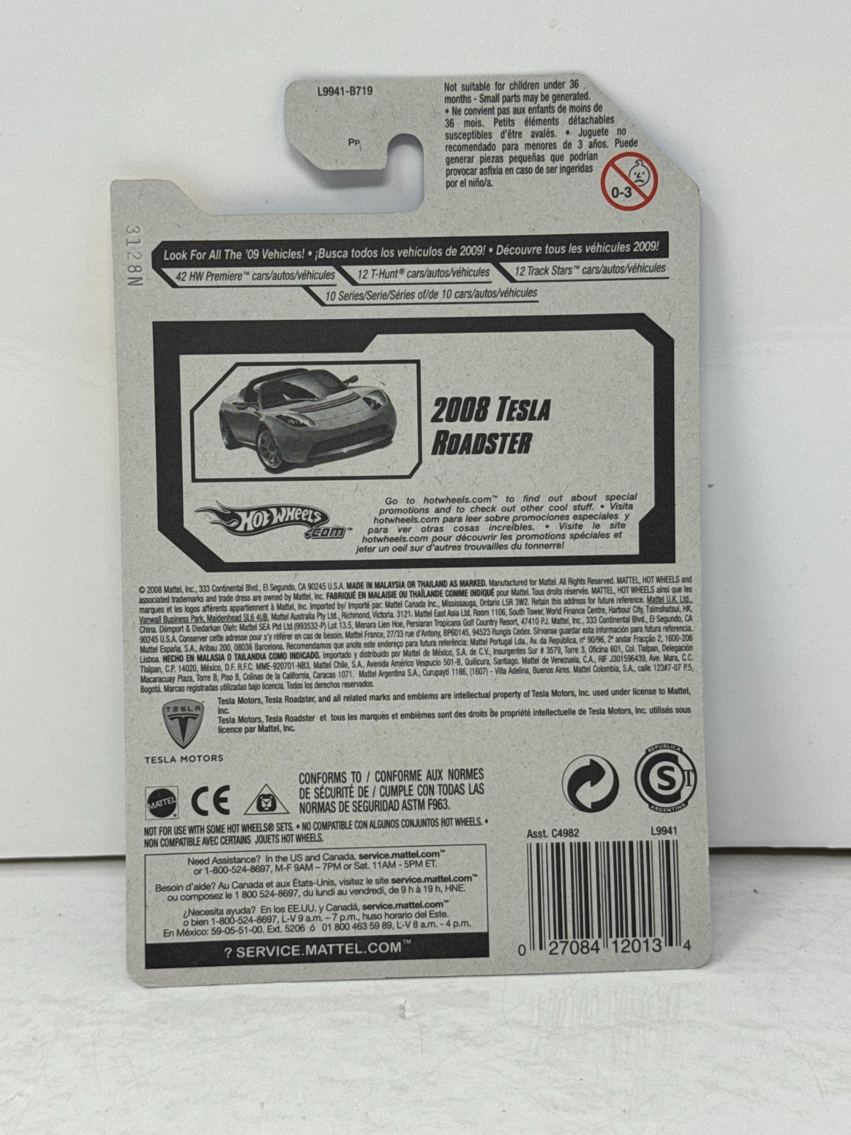 Hot Wheels First Editions 2008 Tesla Roadster 1:64 Diecast Silver