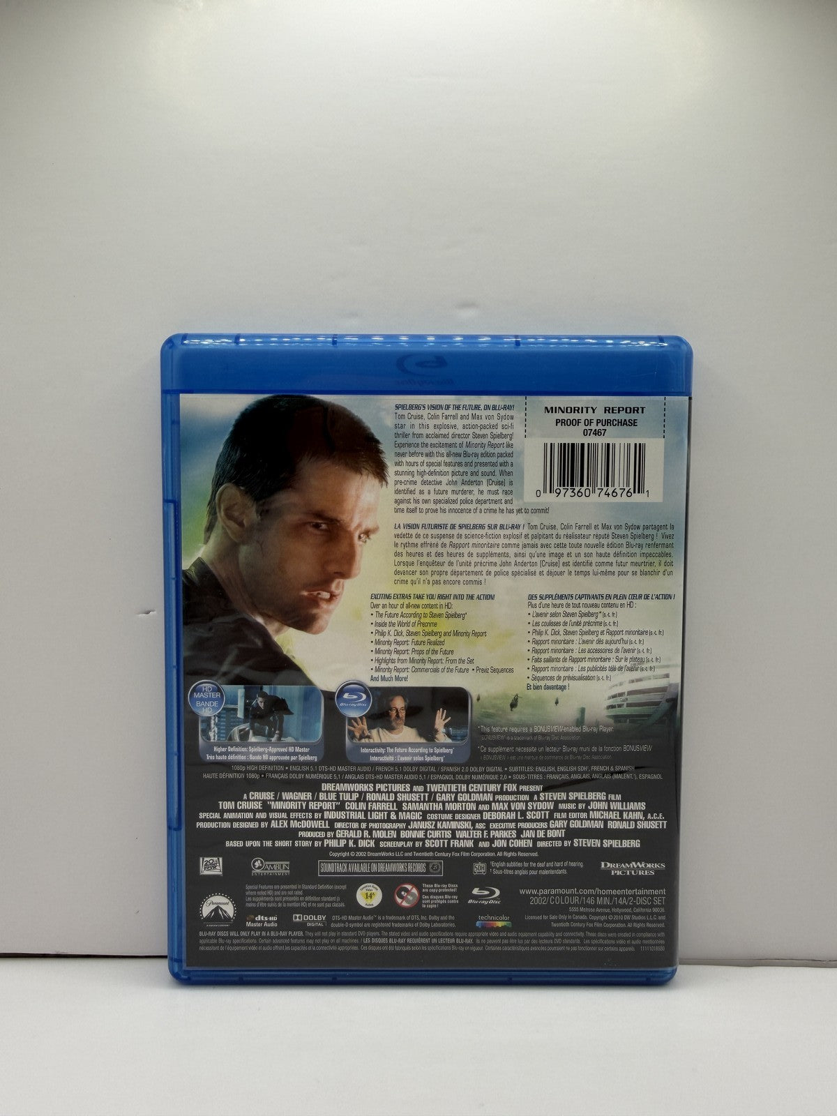 Minority Report (Blu-ray) Tom Cruise Steven Spielberg Sci-Fi Thriller