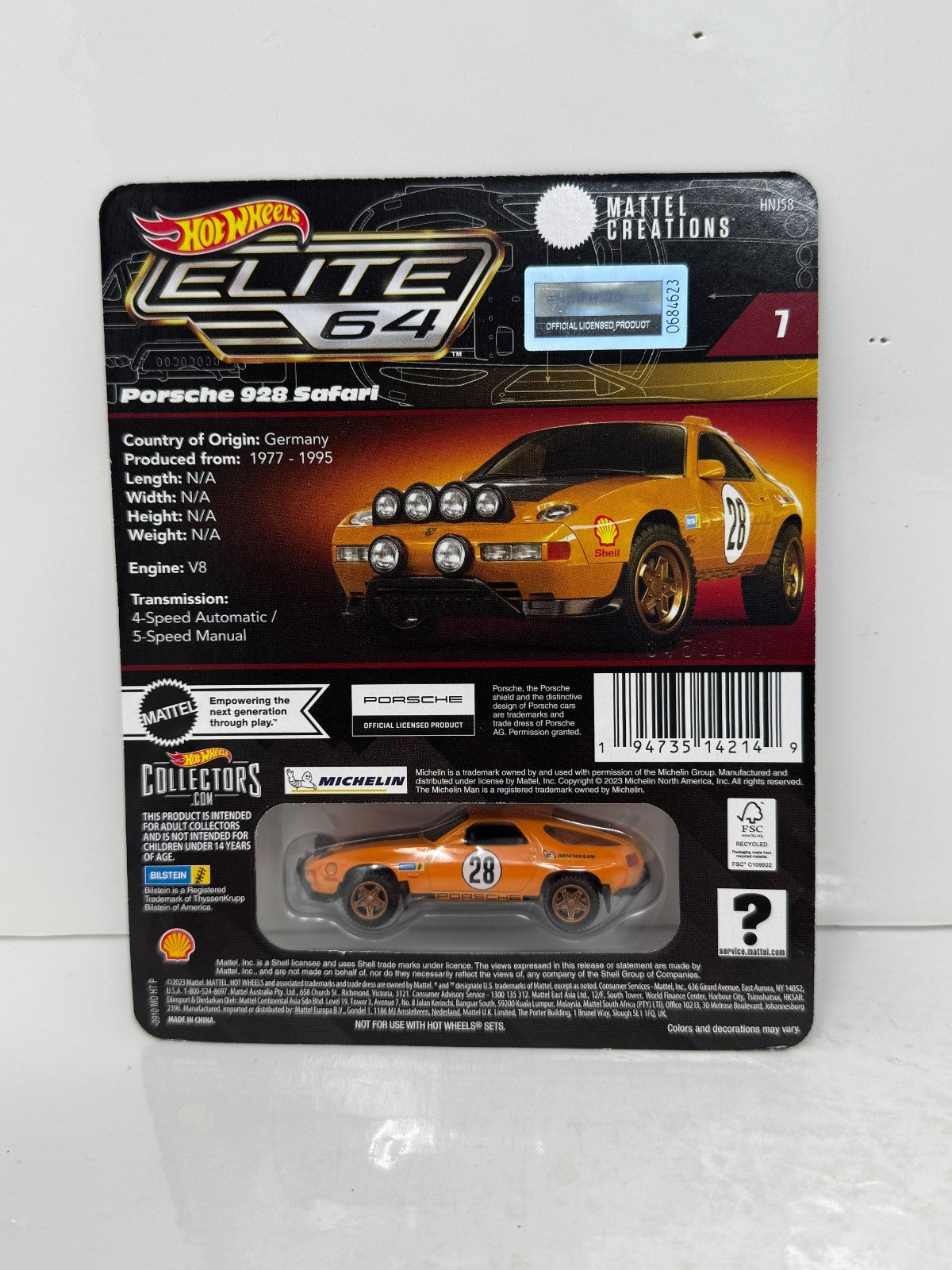 Hot Wheels Elite 64 Porsche 928 Safari 1:64 Diecast