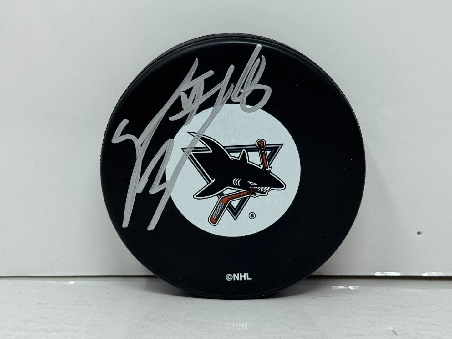 Steve Bernier San Jose Sharks Signed NHL Autograph Puck Silver Auto