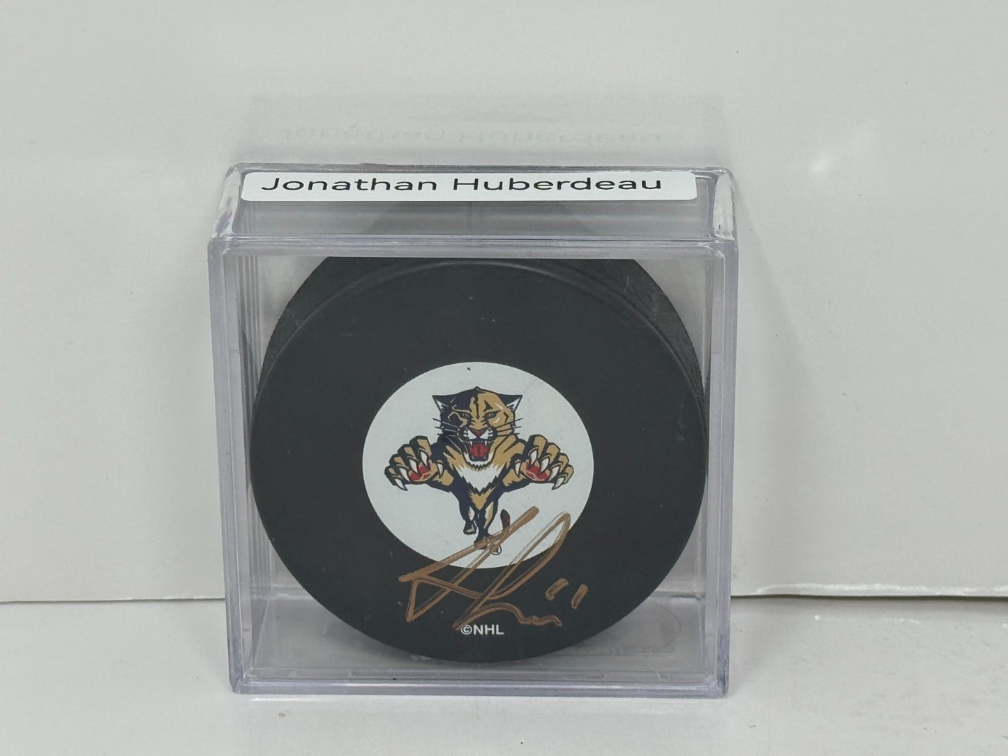 Jonathan Huberdeau Florida Panthers Signed NHL Autograph Puck Gold Auto