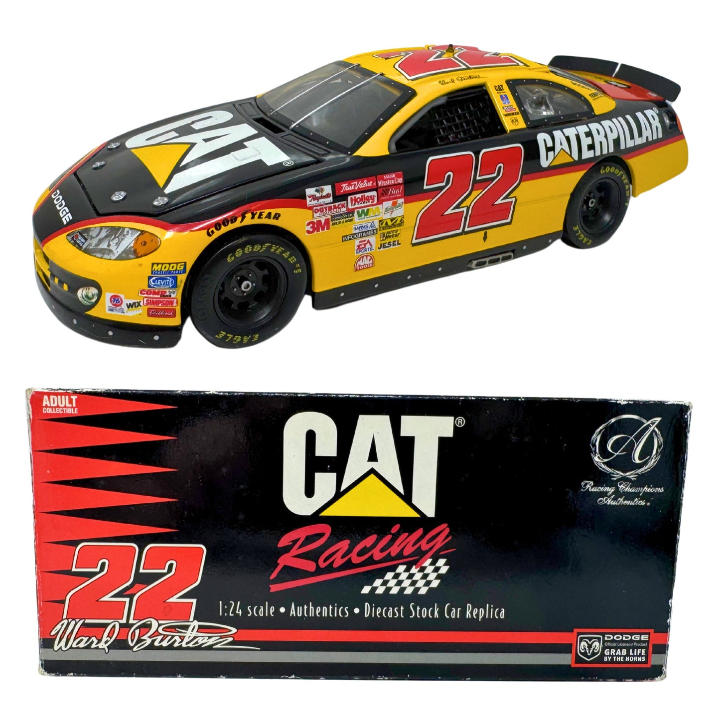 Racing Champions Nascar #22 Ward Burton Caterpillar Dodge Ertl 1:24 Diecast