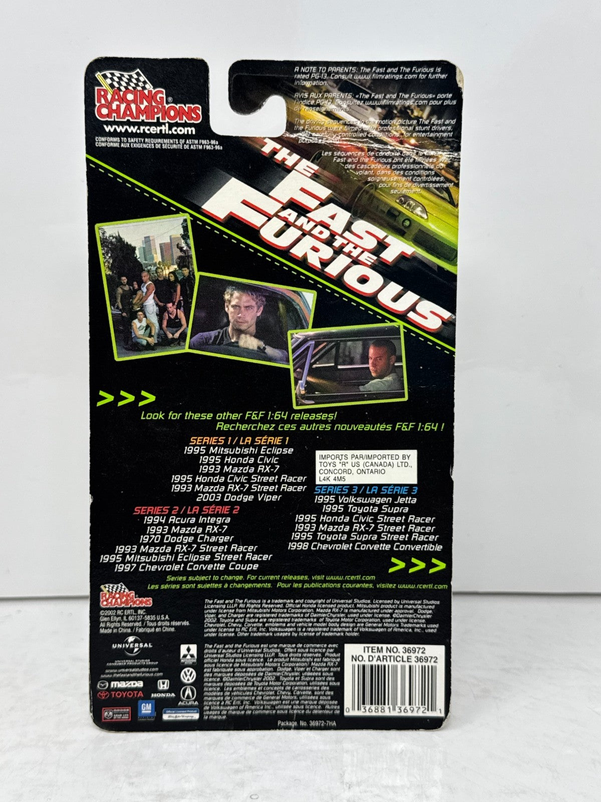 Racing Champions The Fast and the Furious 1995 Mitsubishi Eclipse Street Racer Series 2 1:64 Diecast