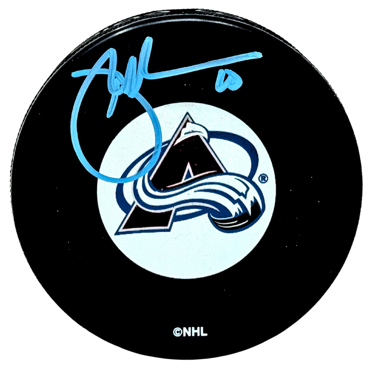 Brad May Colorado Avalanche Signed NHL Autograph Puck Blue Auto