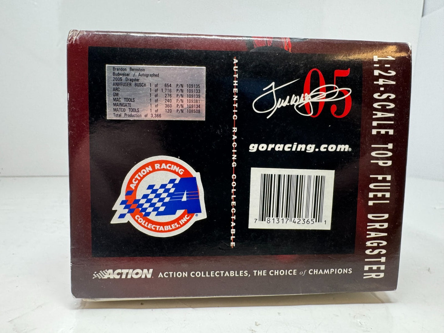Action NHRA Brandon Bernstein Budweiser AUTO 2005 Top Fuel Dragster 1:24 Diecast