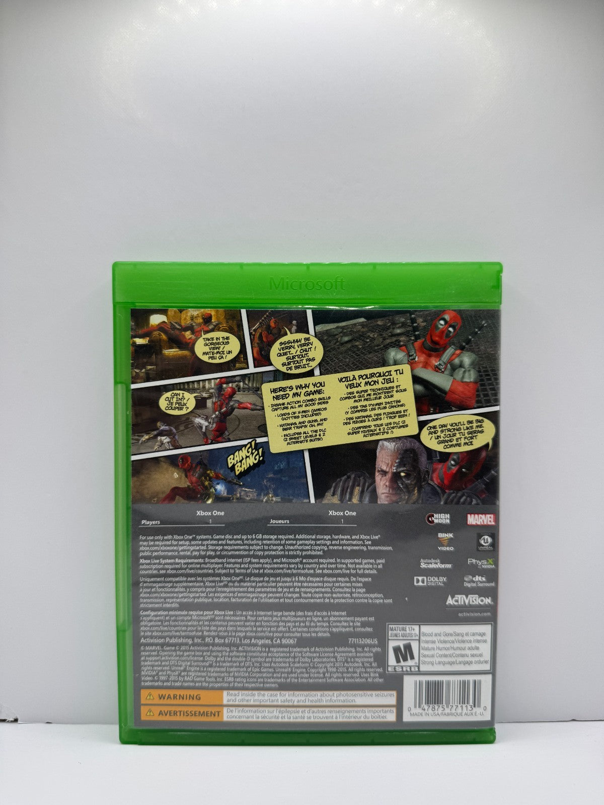 Marvel Deadpool Xbox One Video Game Good Condition!!!