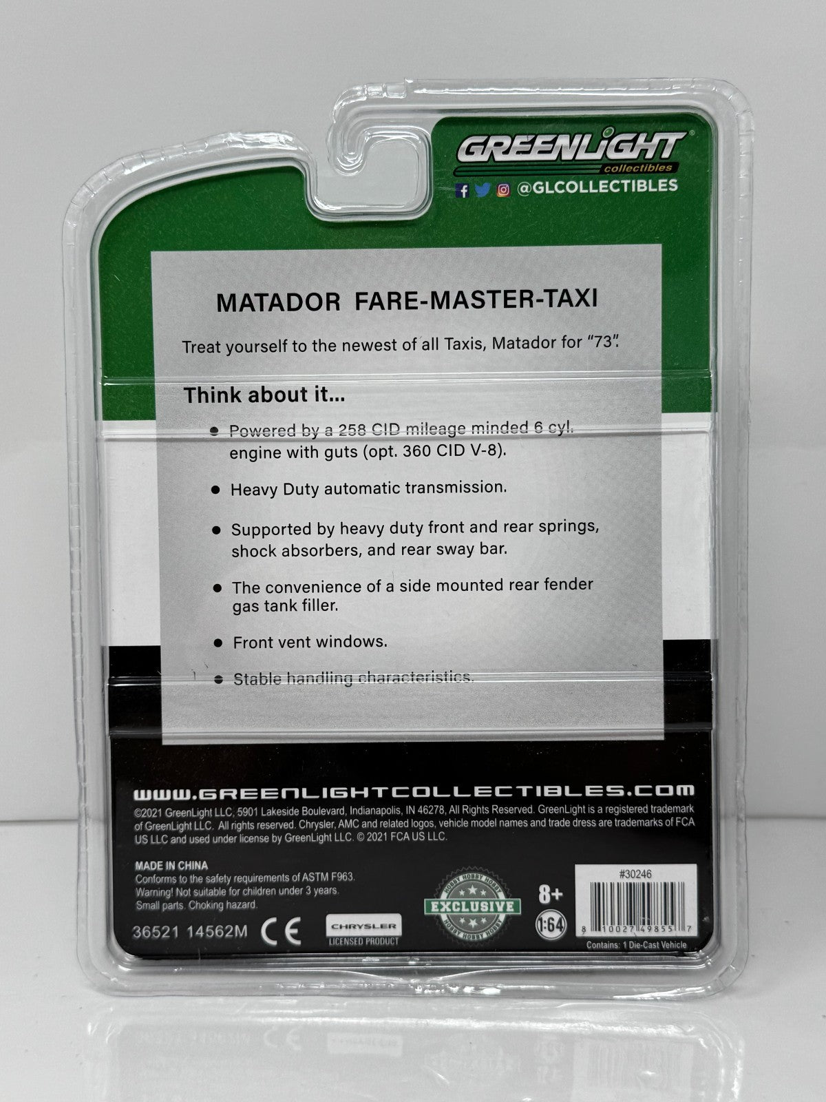 Greenlight 1973 AMC Matador Taxi 1:64 Diecast