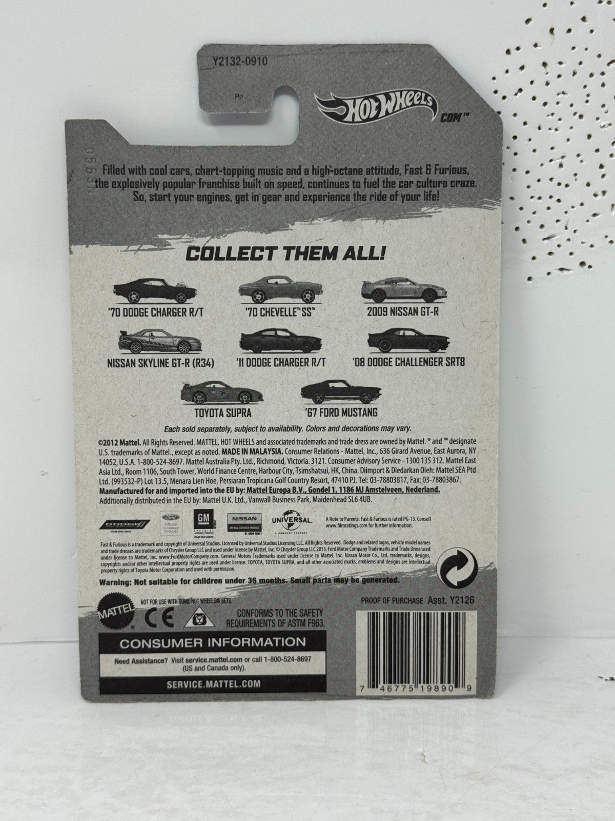 Hot Wheels Fast & Furious 2011 Dodge Charger R/T 1:64 Diecast