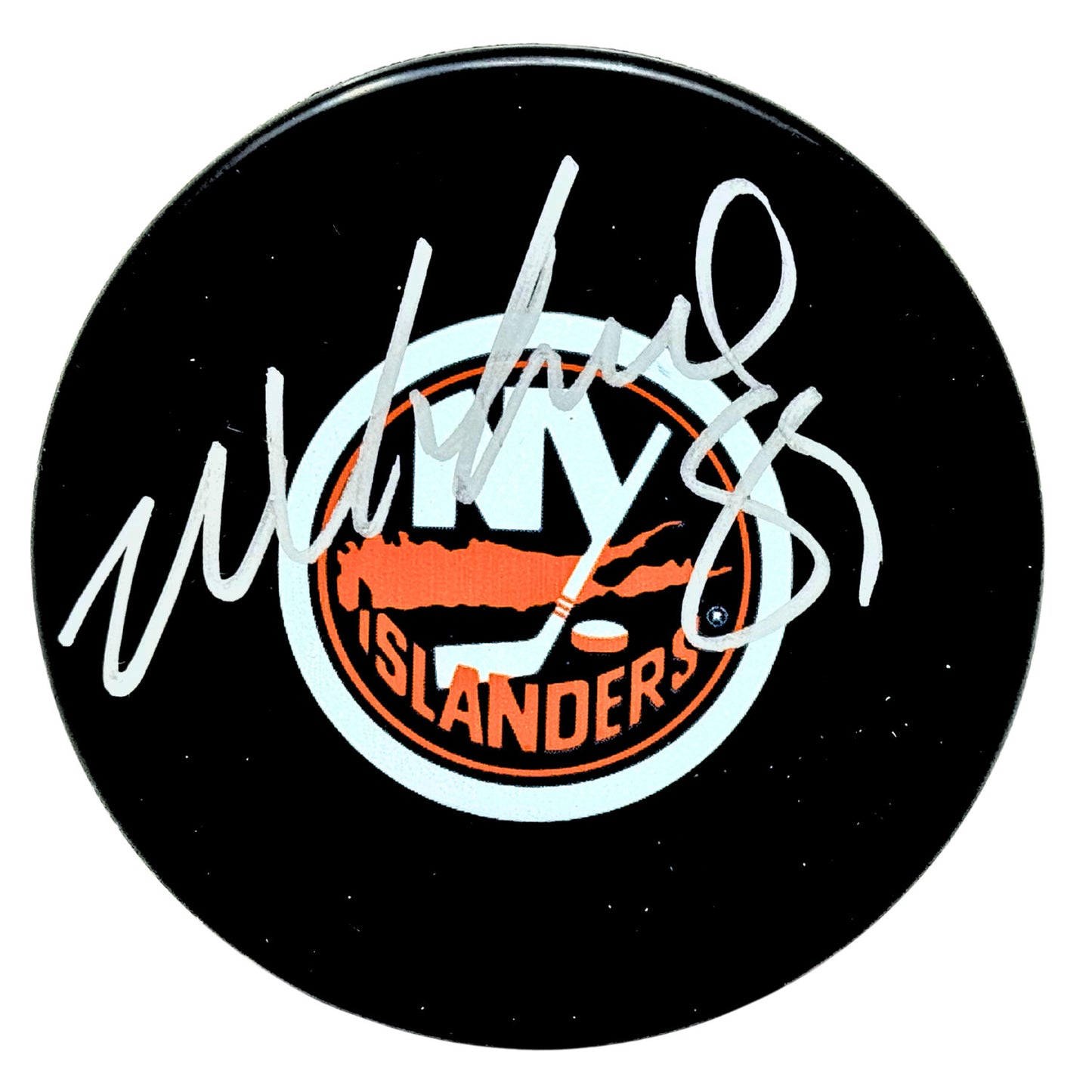 Mike Comrie New York Islanders Signed NHL Autograph Puck Silver Auto