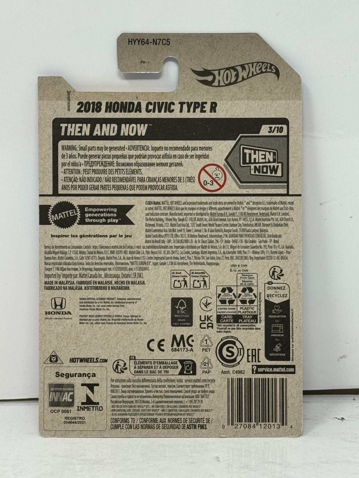 Hot Wheels Then and Now 2018 Honda Civic Type R JDM 1:64 Diecast