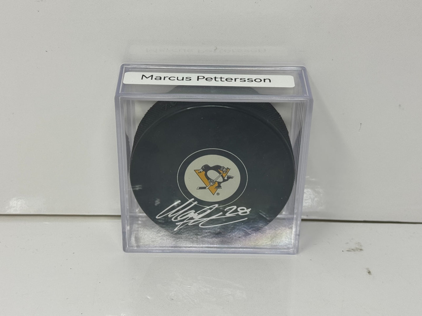 Marcus Pettersson Pittsburgh Penguins Signed NHL Autograph Puck Silver Auto