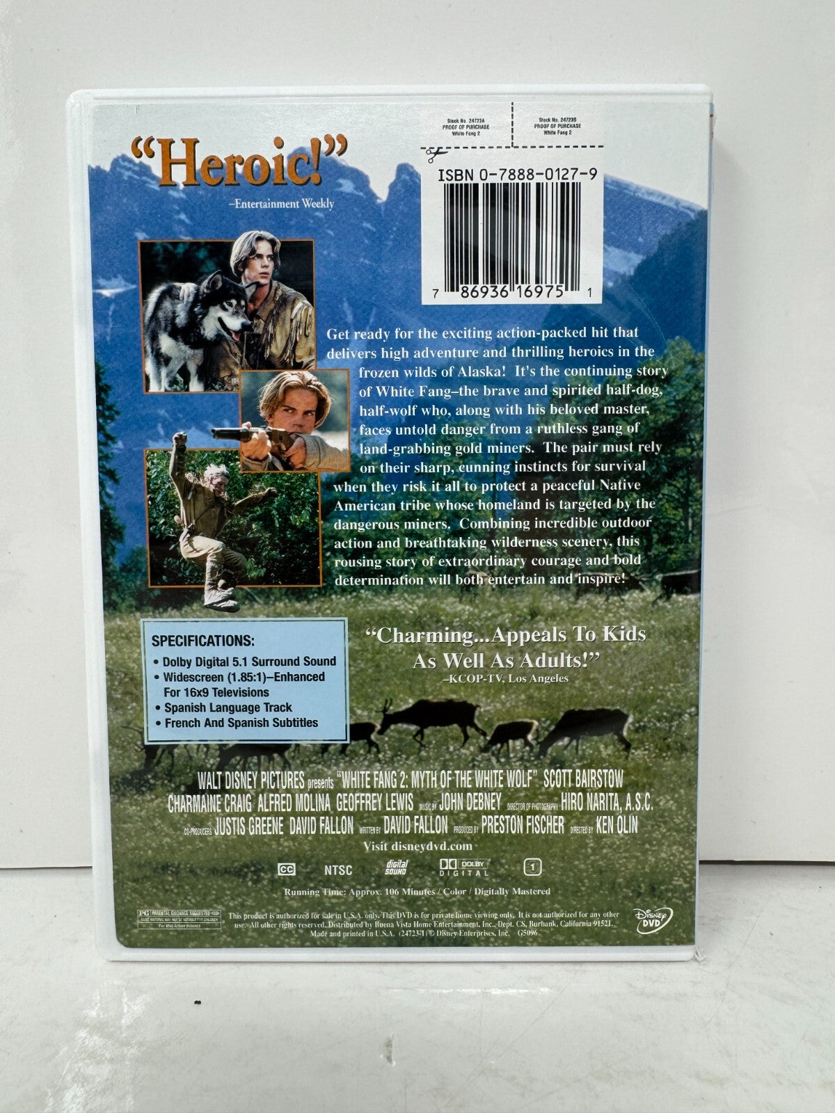 White Fang 2: Myth of the White Wolf (DVD) Disney Good Condition!!!