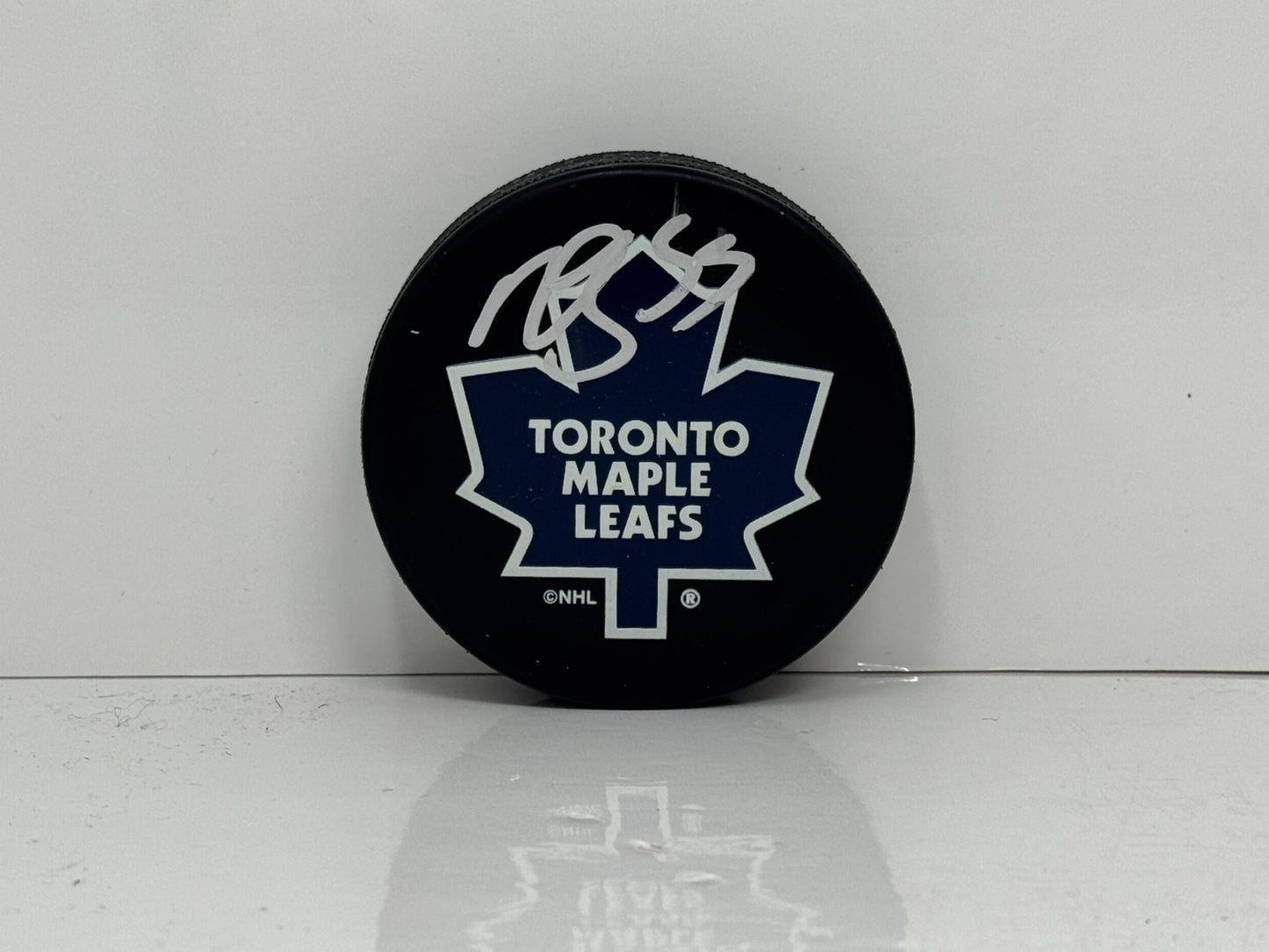 Mark Giordano Toronto Maple Leafs Signed NHL Autograph Puck Silver Auto