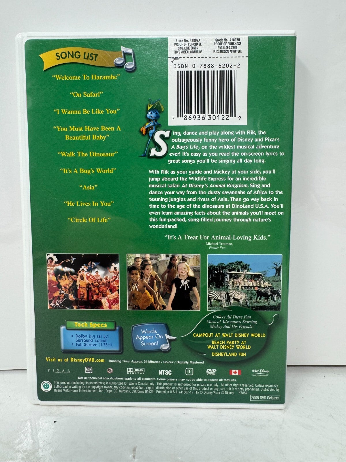 Disney Sing-Along-Songs: Flik's Musical Adventure (DVD) Good Condition!!!