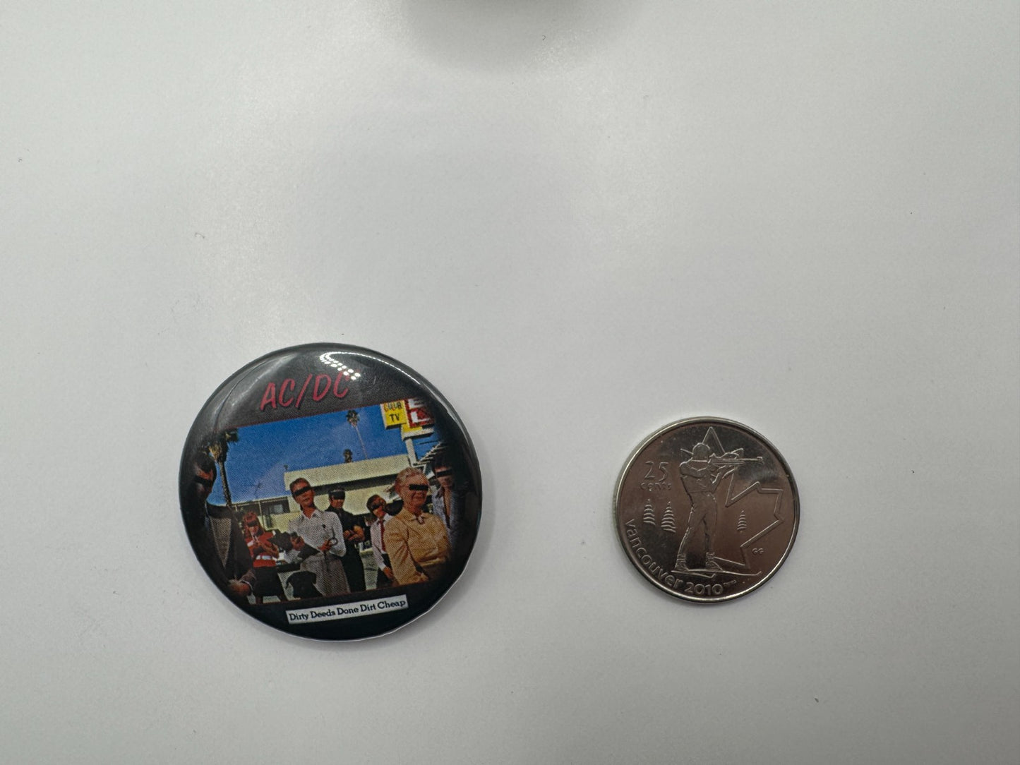 ACDC Dirty Deeds Done Dirt Cheap Pin-back Button UDT1
