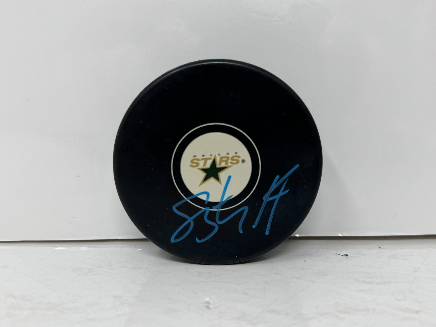 Stu Barnes Dallas Stars Signed NHL Autograph Puck Blue Auto