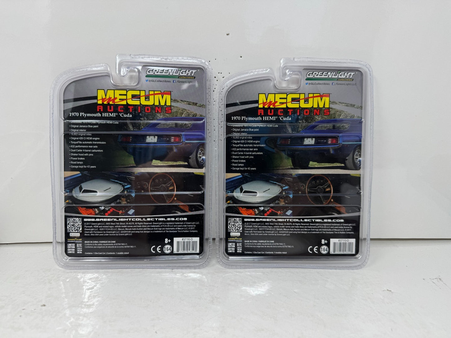 Greenlight 1970 Plymouth HEMI Cuda Mecum Auctions YELLOW WHEELS 1:64 Diecast