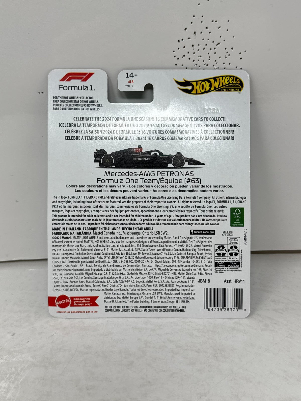 Hot Wheels Premium Formula One Mercedes-AMG Petronas F1 Team #63 1:64 Diecast