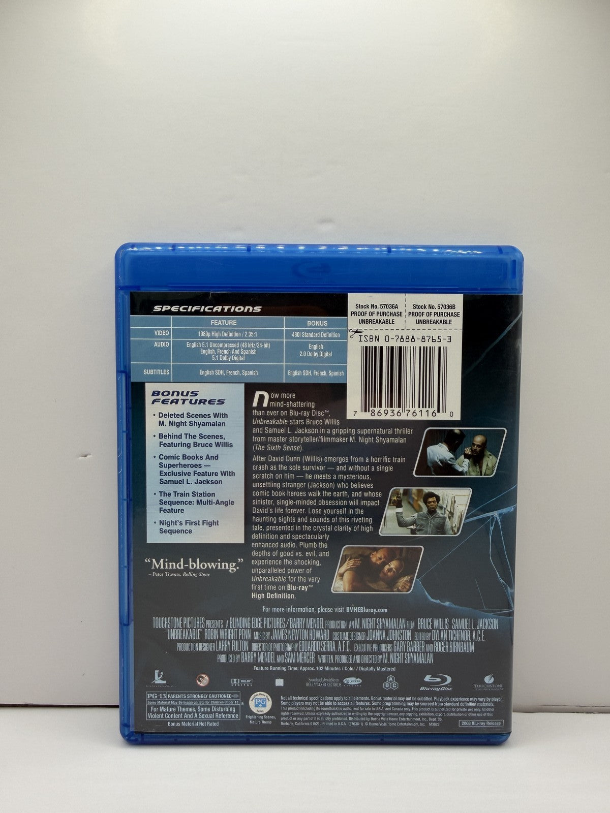Unbreakable (Blu-ray) Bruce Willis Samuel L. Jackson Thriller