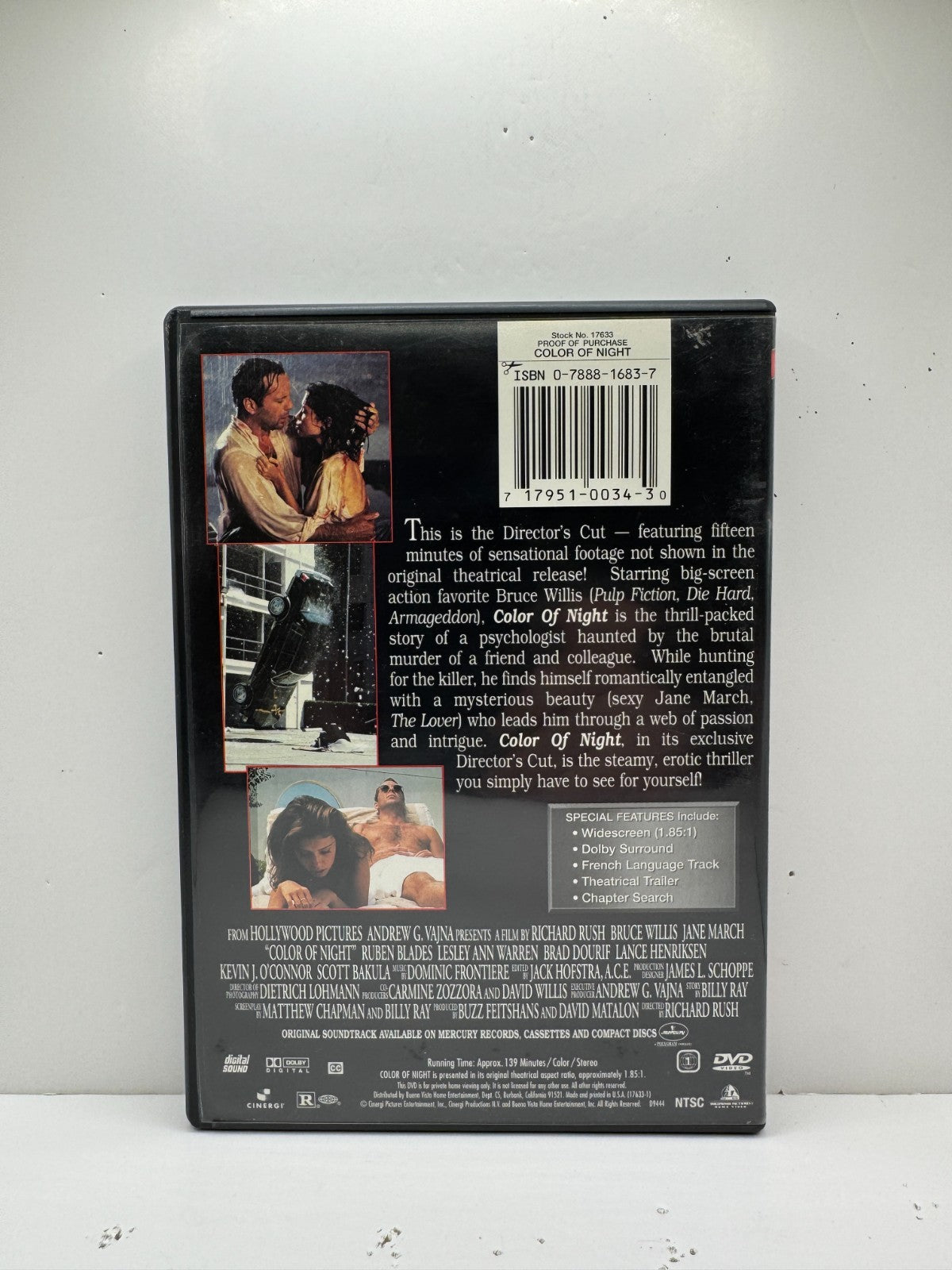 Color of Night (DVD) Bruce Willis Thriller