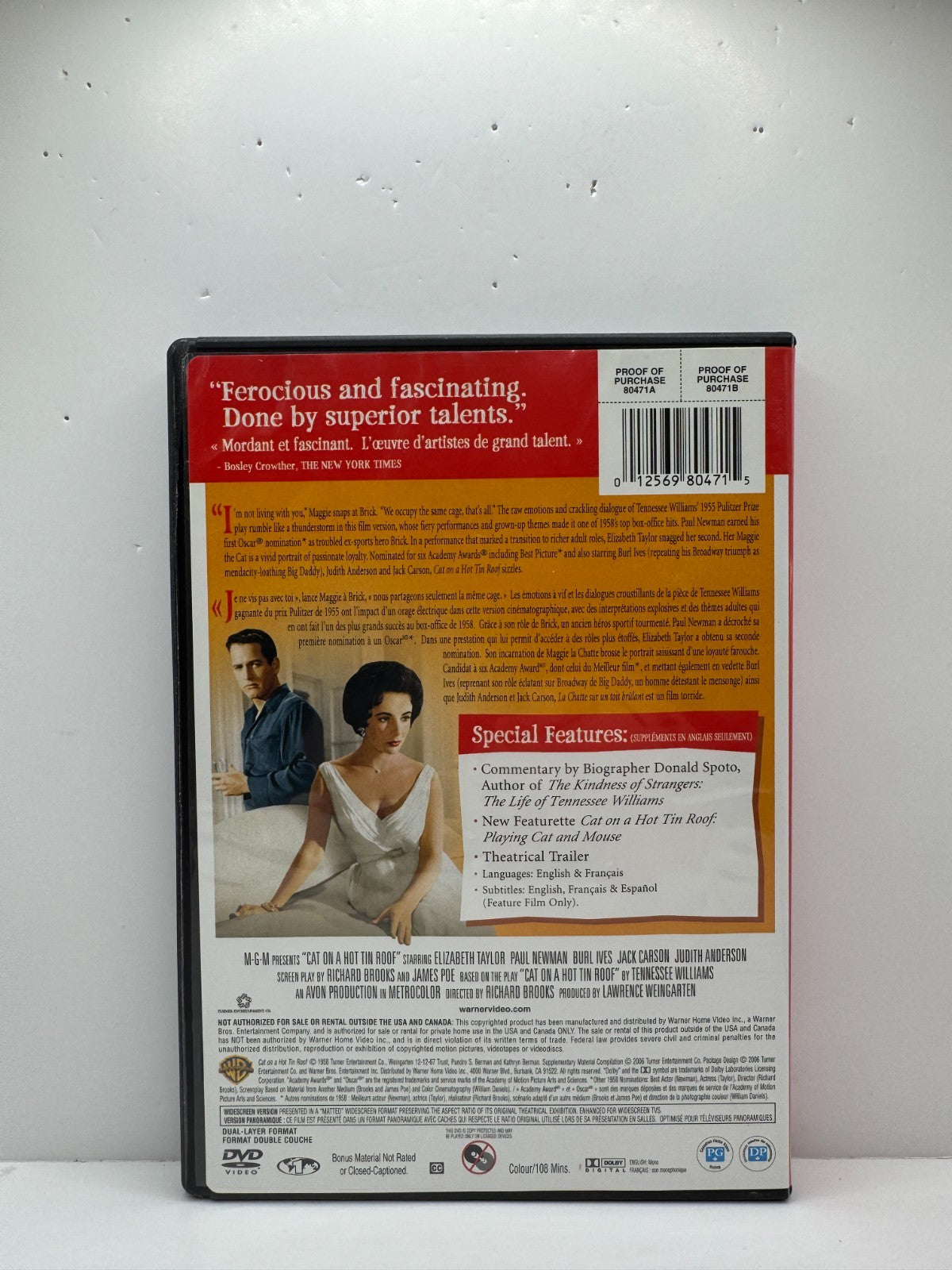 Cat on a Hot Tin Roof (DVD) Paul Newman Drama