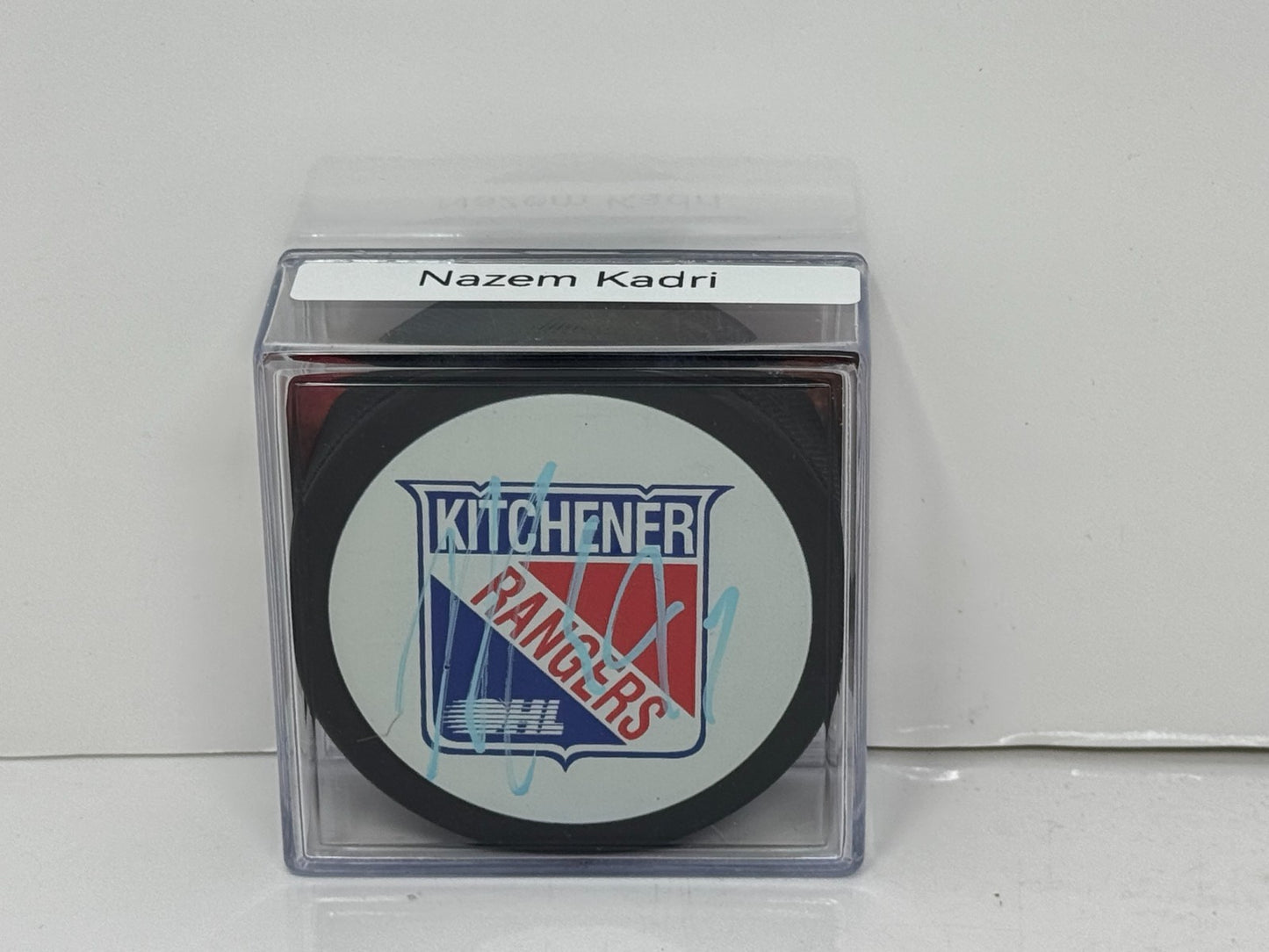 Nazem Kadri Kitchener Rangers Signed NHL Autograph Puck Blue Auto COA TNT