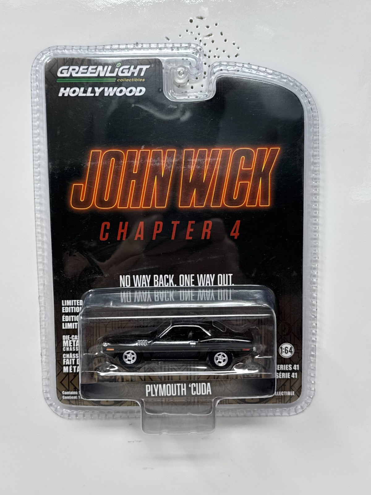 Greenlight Hollywood Plymouth 'Cuda John Wick Chapter 4 1:64 Diecast