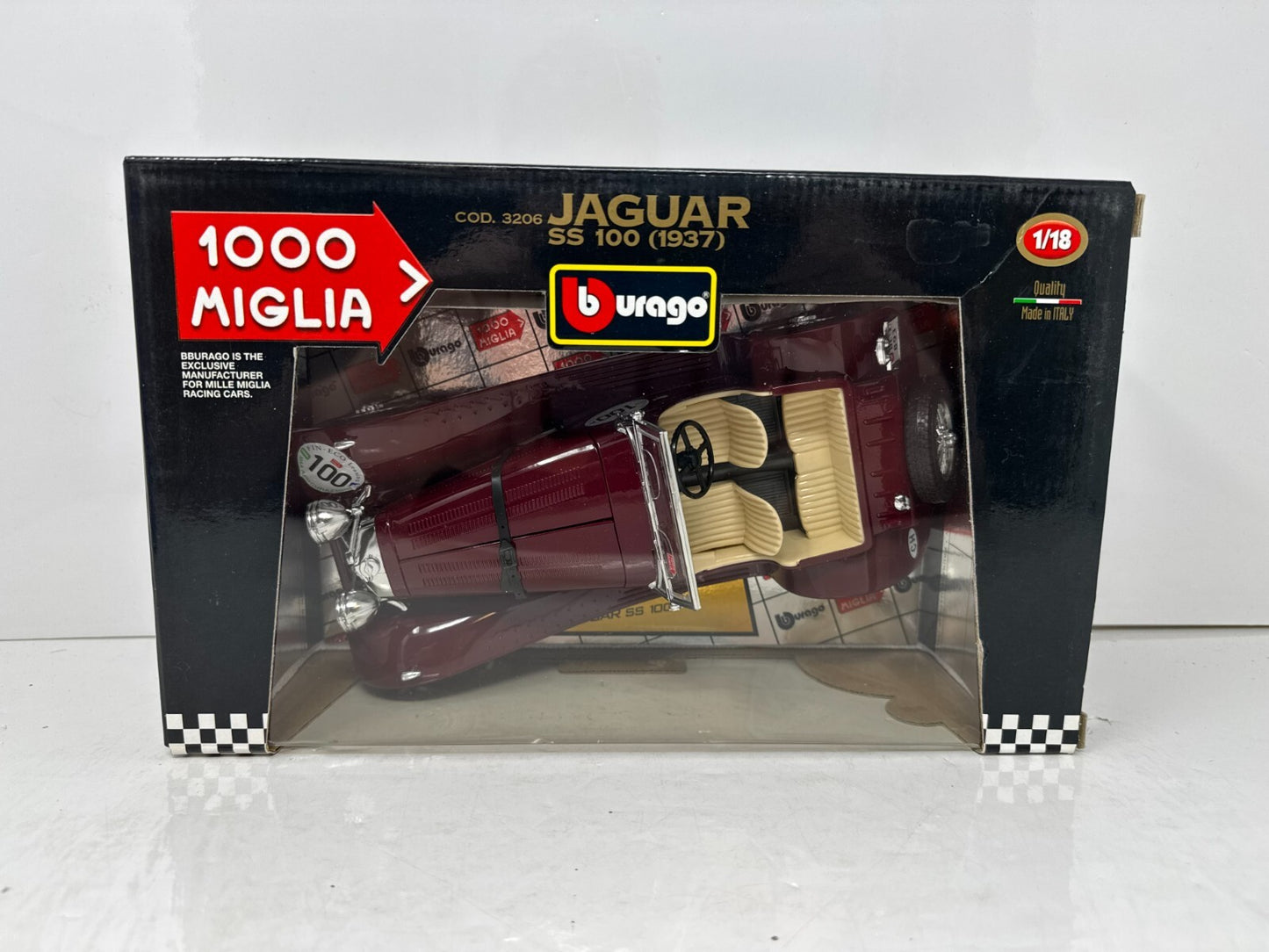 Bburago 1000 Miglia 1937 Jaguar SS 100 1:18 Diecast
