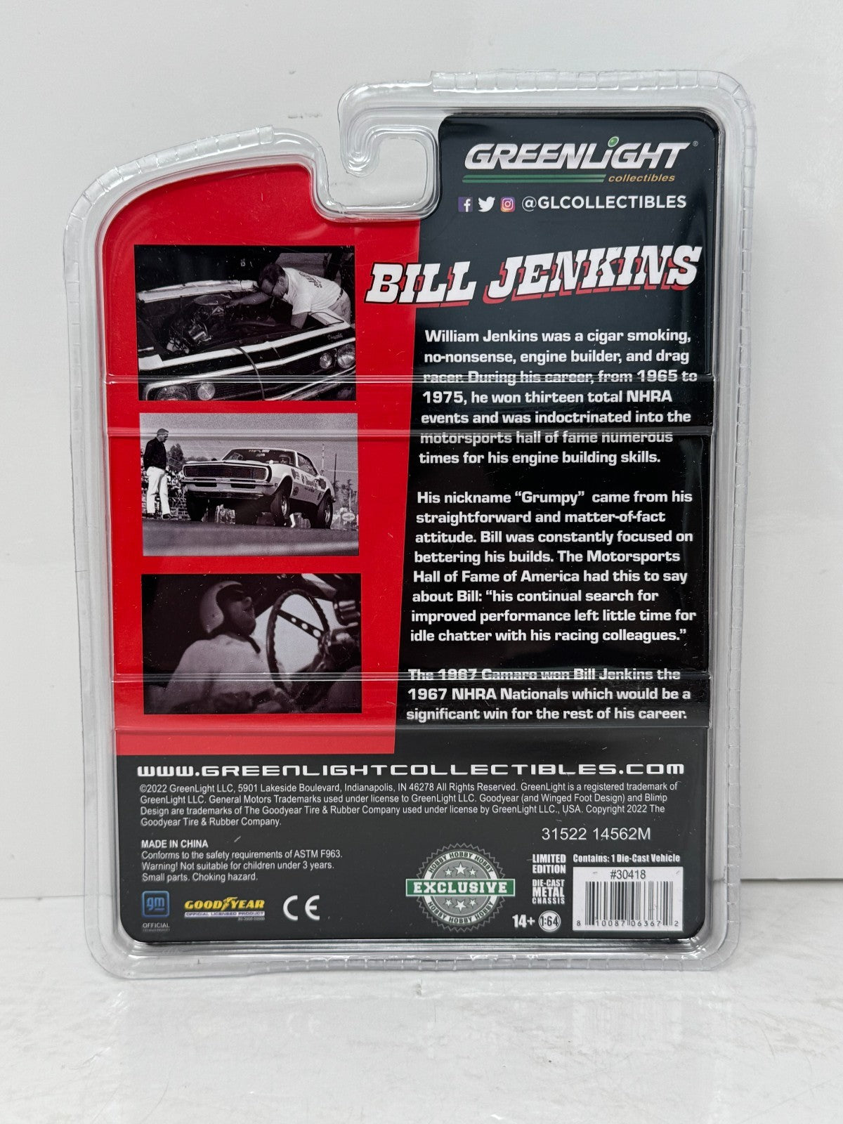 Greenlight 1967 Chevrolet Camaro Bill Jenkins Grumpy's Toy 1:64 Diecast