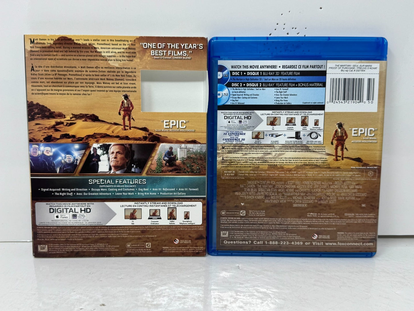 The Martian (3D Blu-ray) Matt Damon Sci-Fi Adventure Ridley Scott Film