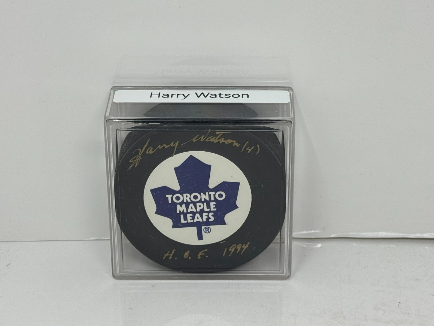 Harry Watson Toronto Maple Leafs Signed NHL Autograph Puck Gold Auto