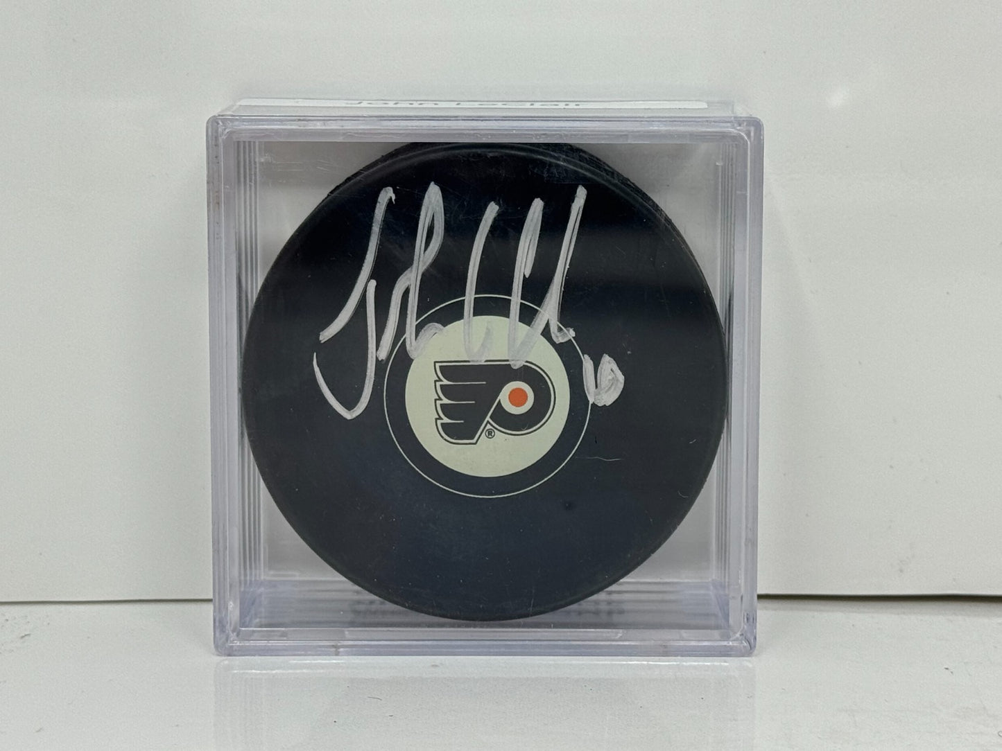 John LeClair Philadelphia Flyers Signed NHL Autograph Puck Silver Auto