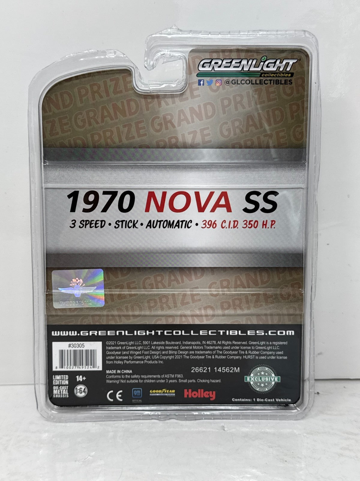 Greenlight Hurst 1970 Chevrolet Nova SS 1:64 Diecast