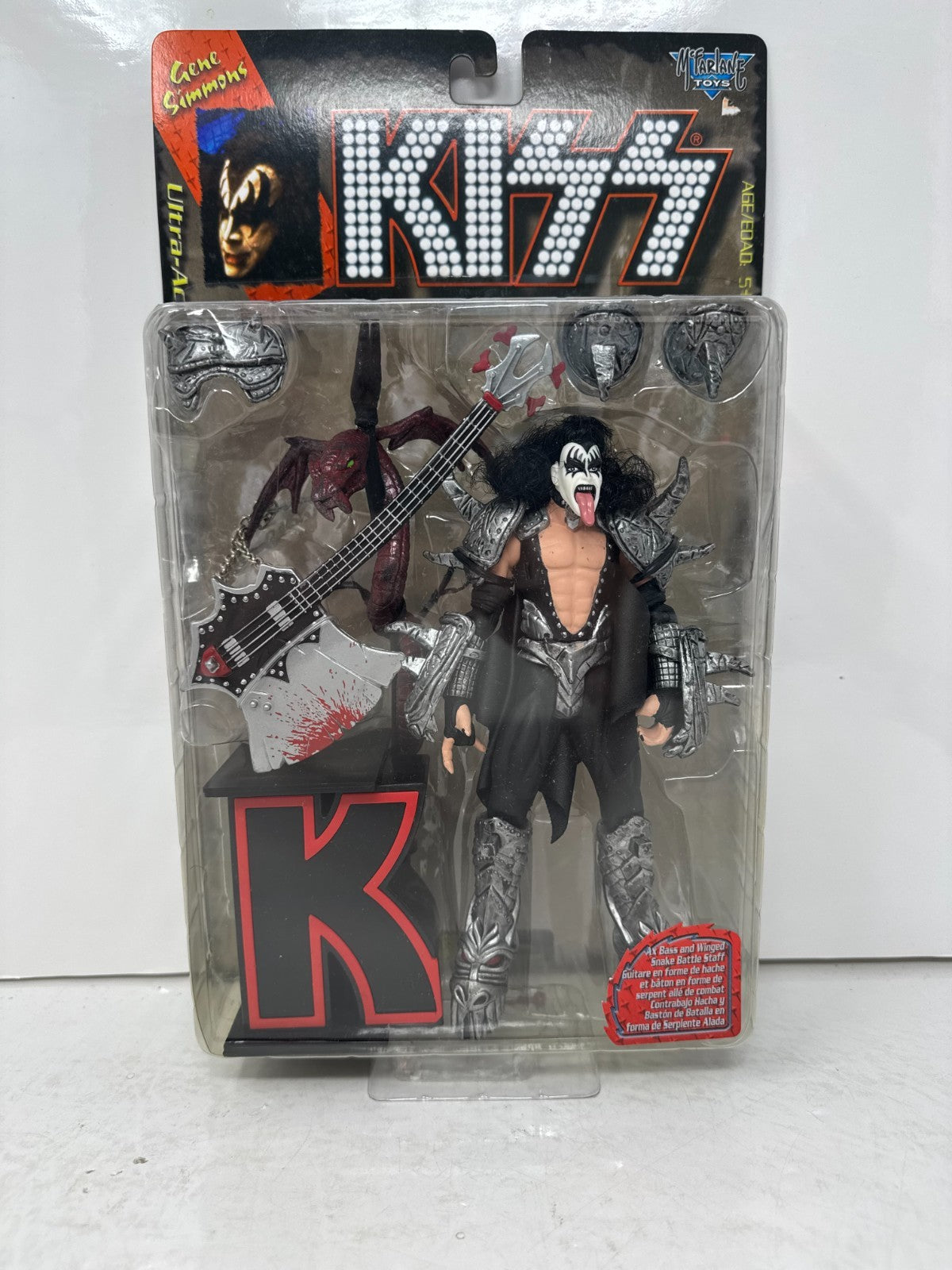 McFarlane Kiss Gene Simmons Ultra Action Figure Ax Bass & Winged Snake Staff