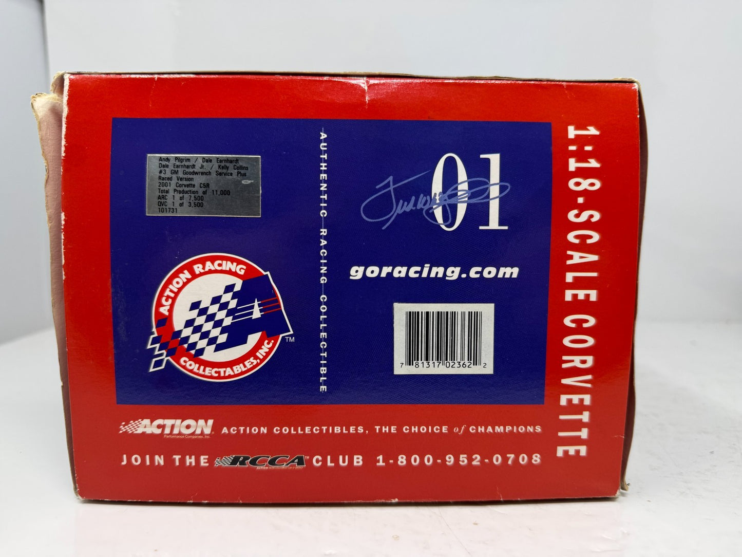 Action Racing #3 Dale Earnhardt GM 2001 Corvette C5R RACED VERSION 1:18 Diecast