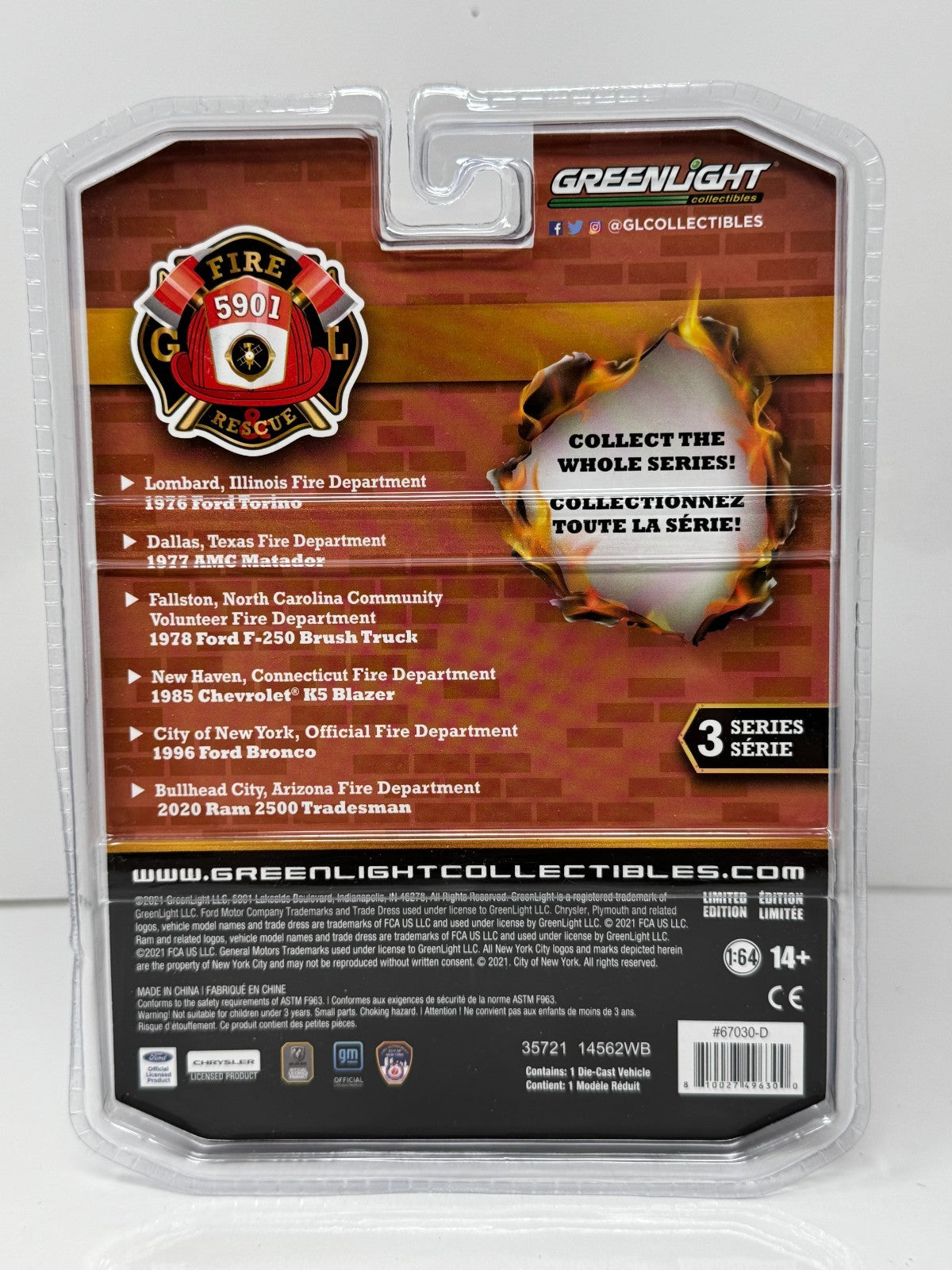 Greenlight Fire & Rescue 1985 Chevrolet K5 Blazer New Haven FD 1:64 Diecast