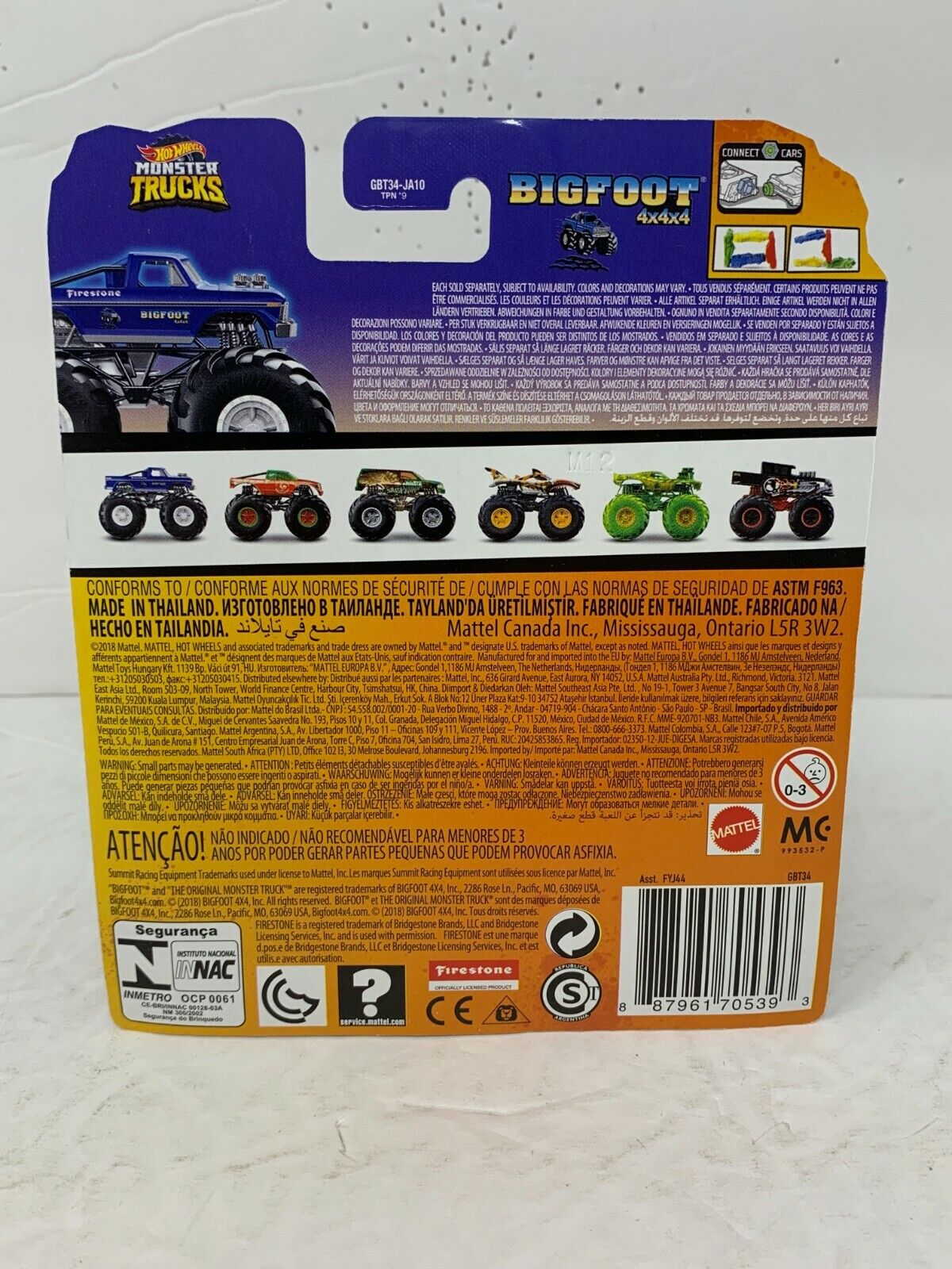 Hot Wheels Monster Trucks Bigfoot 4x4x4 POP Culture 1:64 Diecast