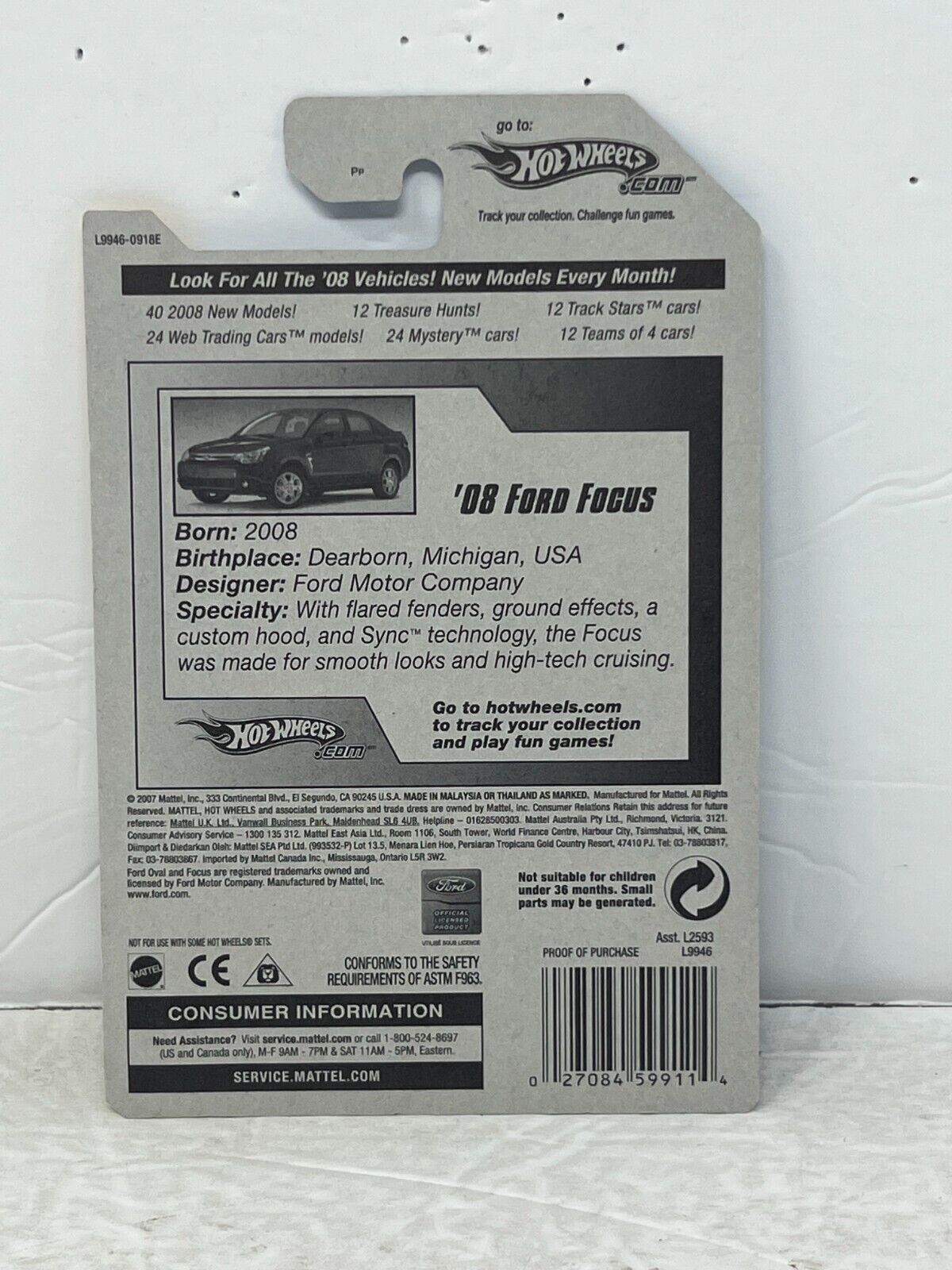 Hot Wheels 2008 New Models '08 Ford Focus 2008 Factory Sealed Red Rally Car 1:64 Diecast