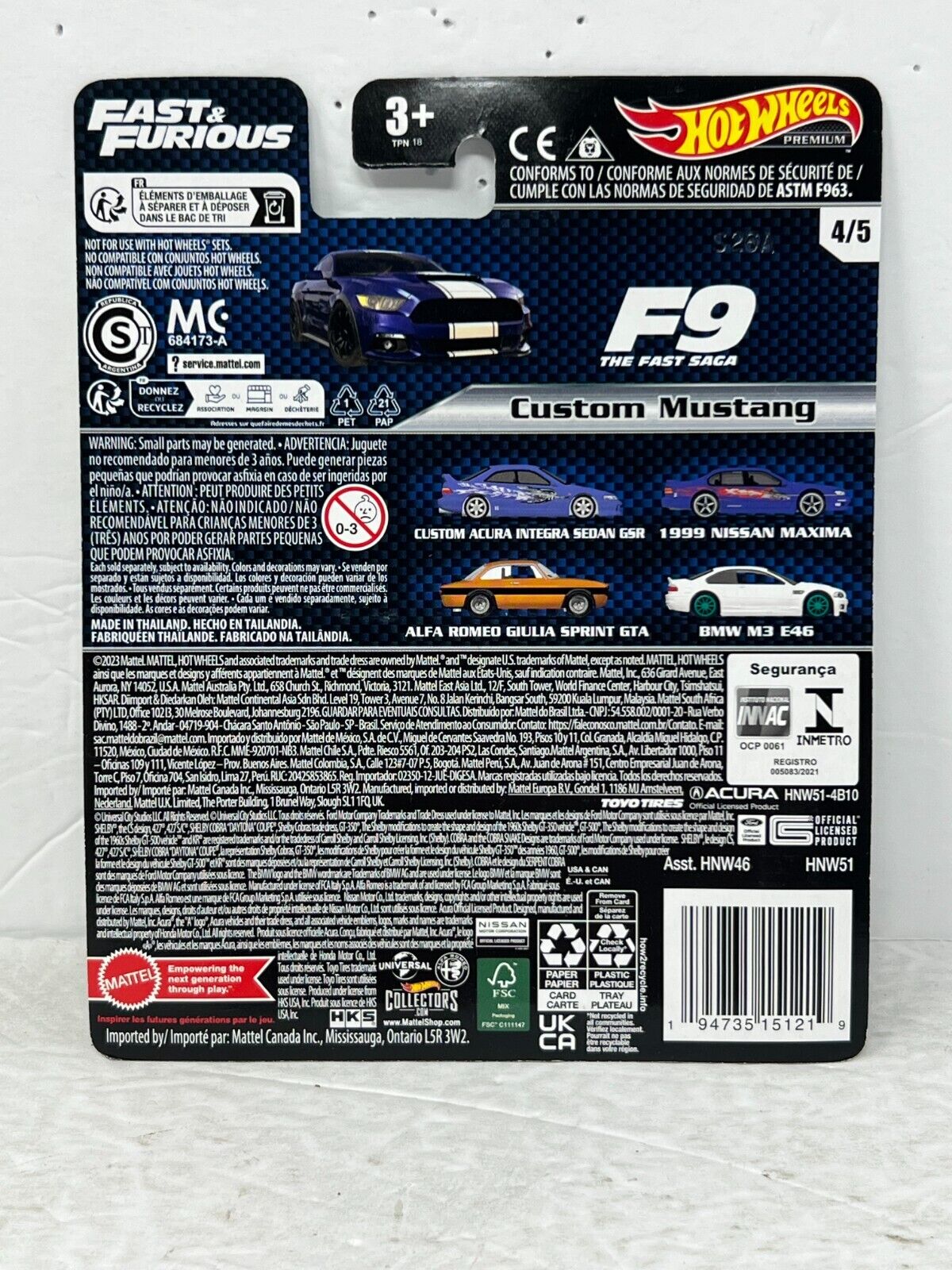 Hot Wheels Premium Fast & Furious Custom Mustang 1:64 Diecast